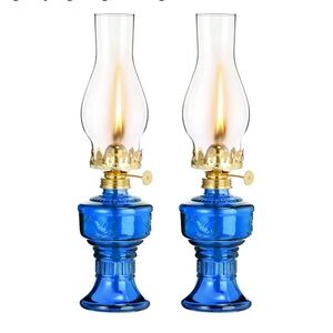Classic Glass Oil Lamps - Set of 2